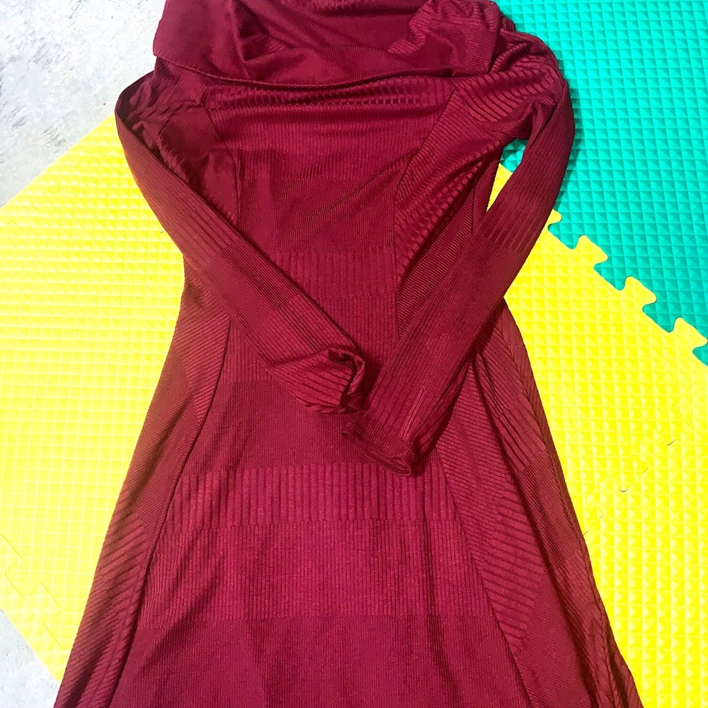 Maroon Cowl-Neck Dress